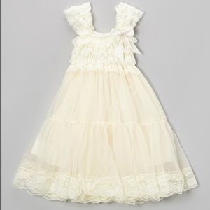 Lace & chiffon cap-sleeve baby doll dress sz 8-10